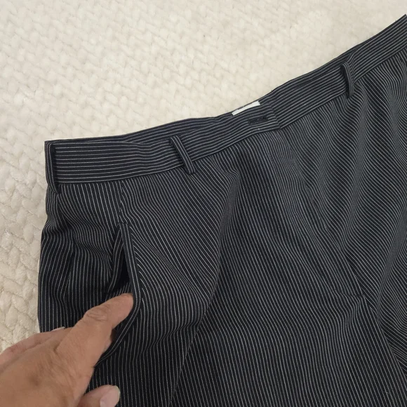 Armani Collezioni Men's Navy Pinstripe Dress Pants - Picture 3 of 8